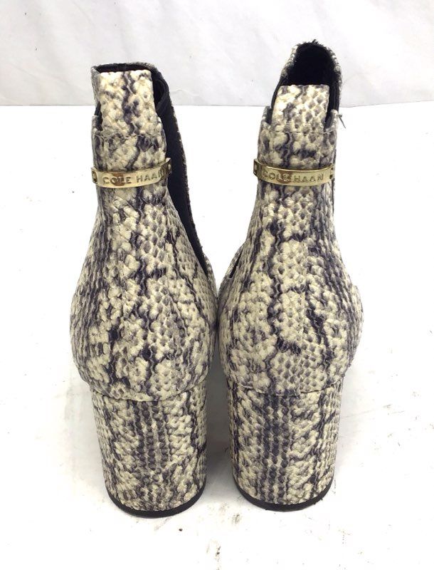 Cole Haan Snake Print Ankle Chelsea Boots Block Heel Size 6B