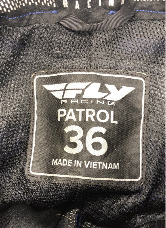 Fly Racing Men's Blue Patrol Motocross Off-road Pants Leather Trim Size 36