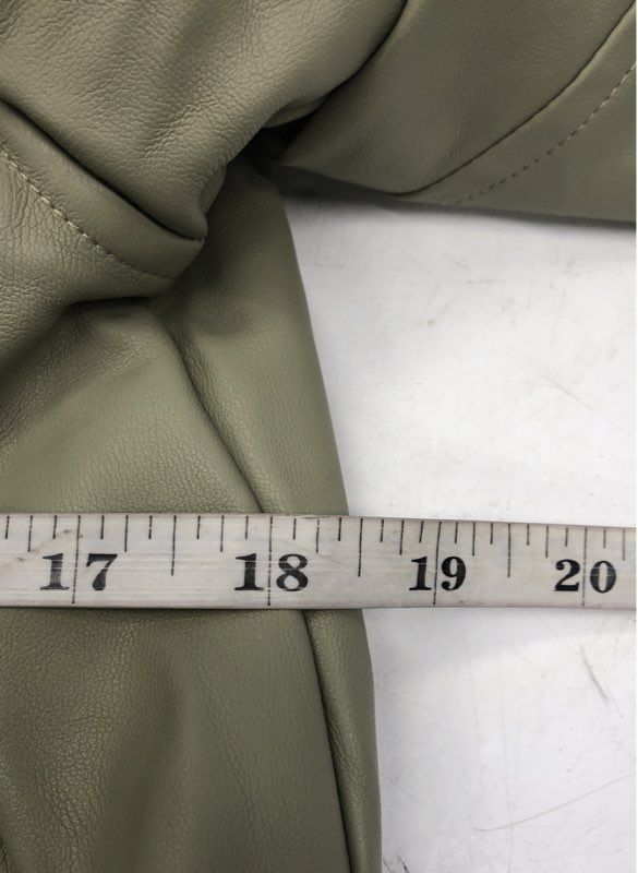 ILLA ILLA Women's Sage Green Faux Leather Cropped Trucker Jacket Sz S