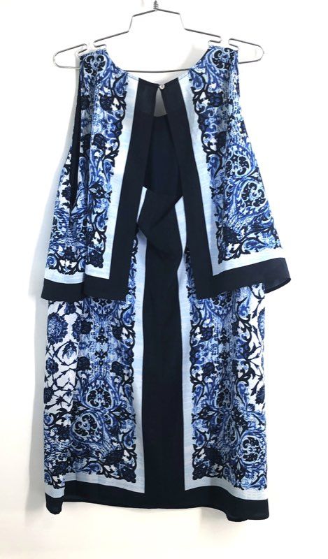 Michael Michael Kors Women's Marina Blue Paisley Popover Dress NWT Sz 14