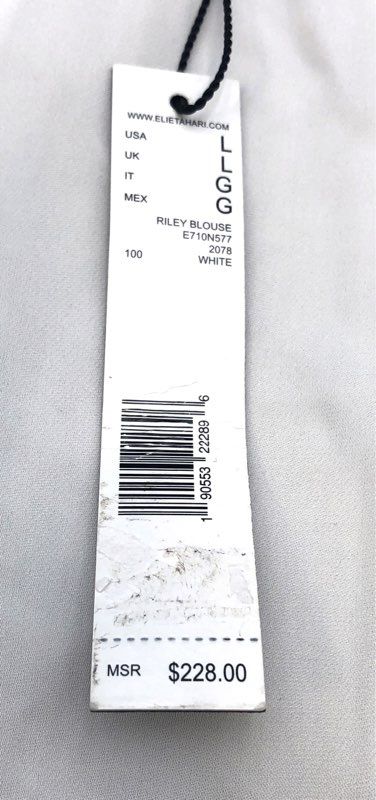 Elie Tahari Women's White Riley Blouse Sleeveless Metal Ring Neckline NWT Sz L