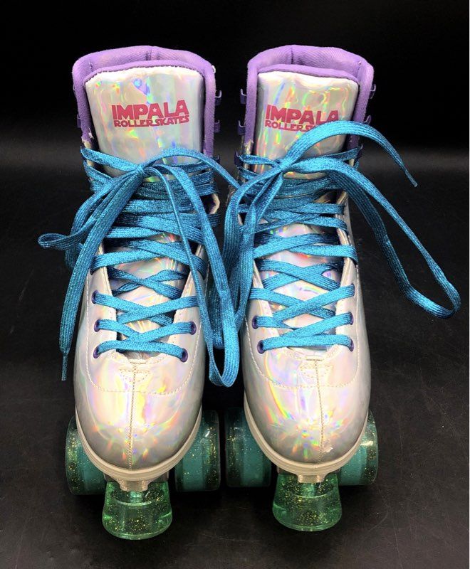Impala Holographic Quad Roller Skates Iridescent Purple Teal Women's Size 9