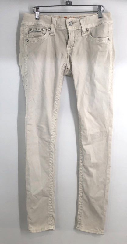 Rock Revival Women's Celinda AK10 Ankle Skinny Off White Flap Pocket Jeans Sz 27