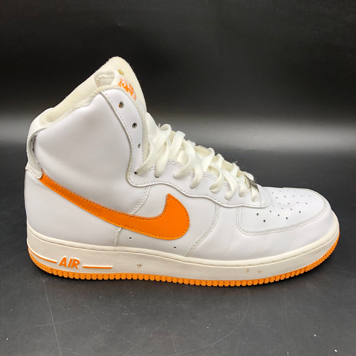 Nike Air Force 1 High White Vivid Orange Sneakers Men's Size 10.5 COA