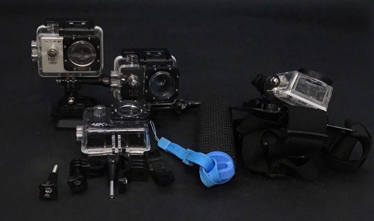 Hype HD 1080P Action Camera With Accessories Lot Of 3