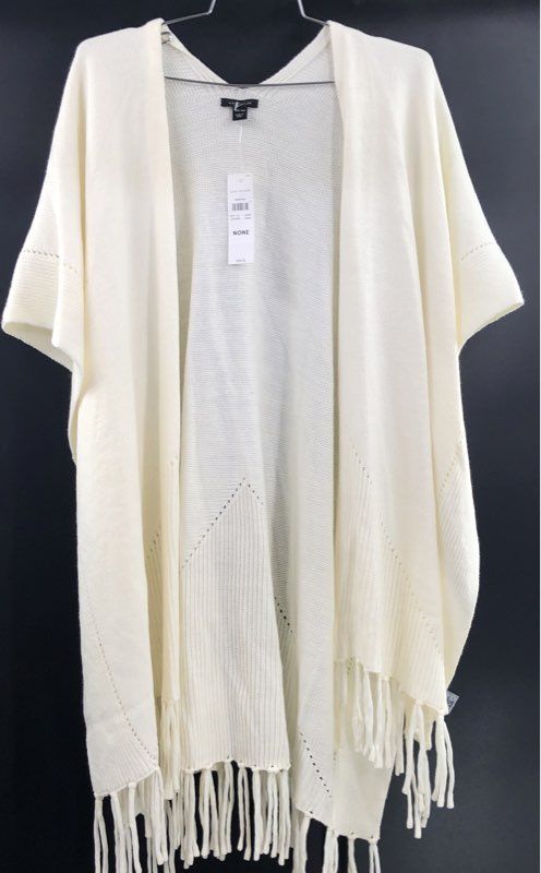 Ann Taylor Women's Cream Ivory Fringe Knit Open Front Wrap Cardigan NWT OS