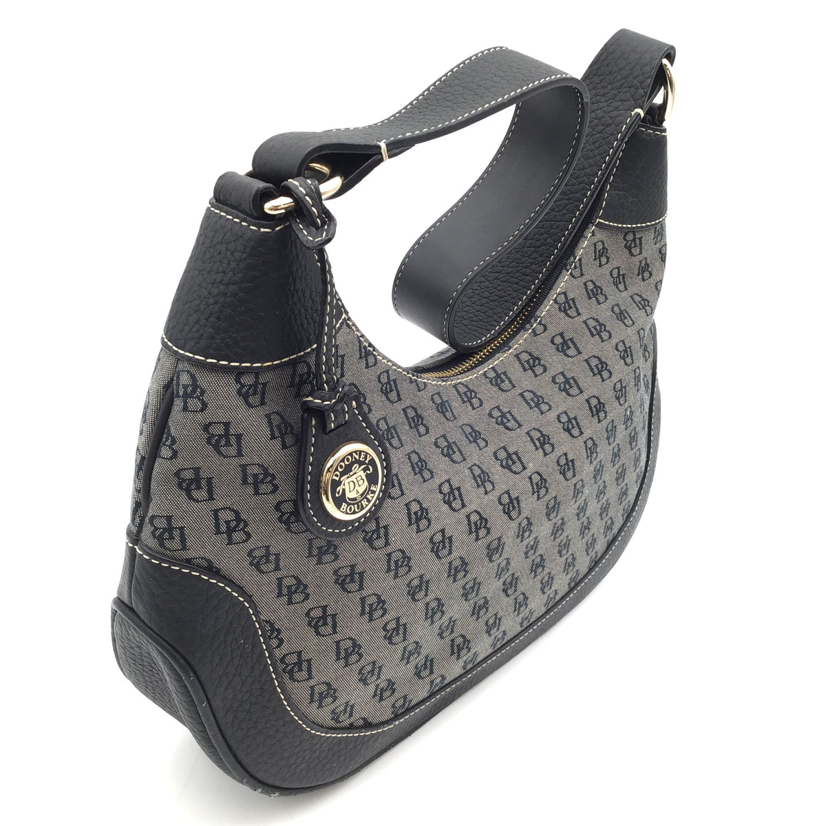 Dooney & Bourke Black\Grey 'Monogram Top Zip' Hobo Bag (+COA)
