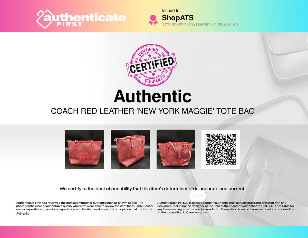 Coach Red Leather 'New York Maggie' Tote Bag (+COA)
