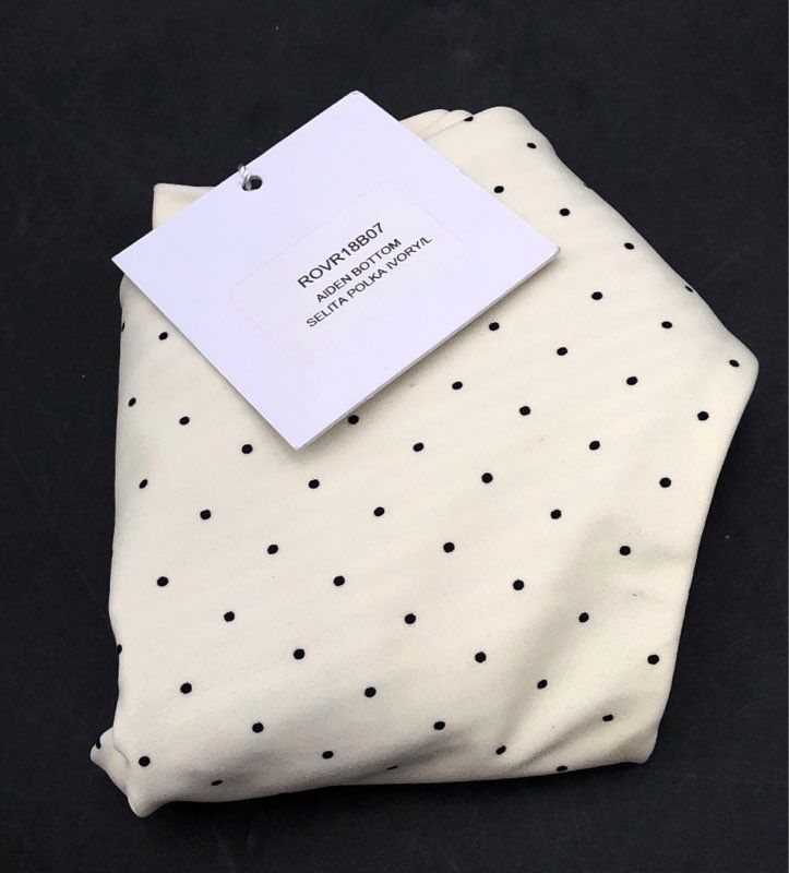 ROVE Women's Aiden Bikini Bottom Selita Polka Ivory Black Polka Dot NWT Sz L