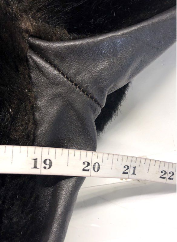 Vintage 70s Israeli Women's Faux Fur & Leather Cropped Moto Jacket Brown Sz L