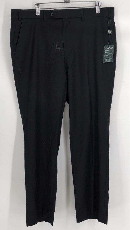 NWT Lauren Ralph Lauren Men&#39;s Black Wool Stretch Dress Pants - Size 36WX30L