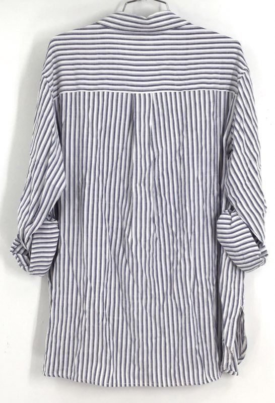 NWT Max Studio Women&#39;s White Blue Striped Tunic Blouse - Size L