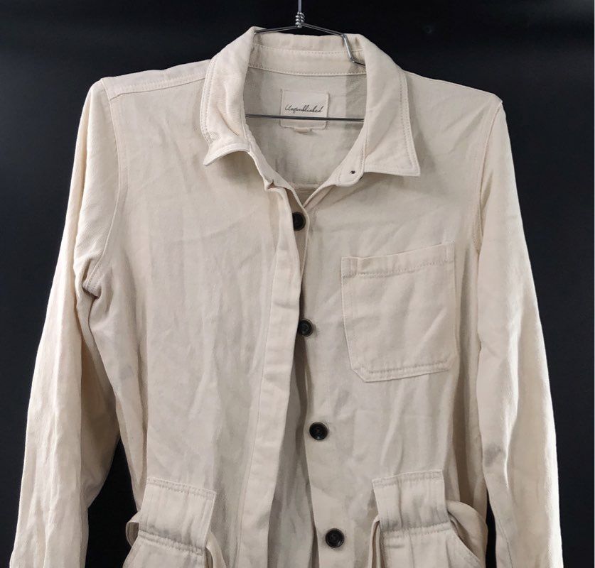 Unpublished Women's Cream Off-White Cotton Belted Utility Chore Jacket Sz S