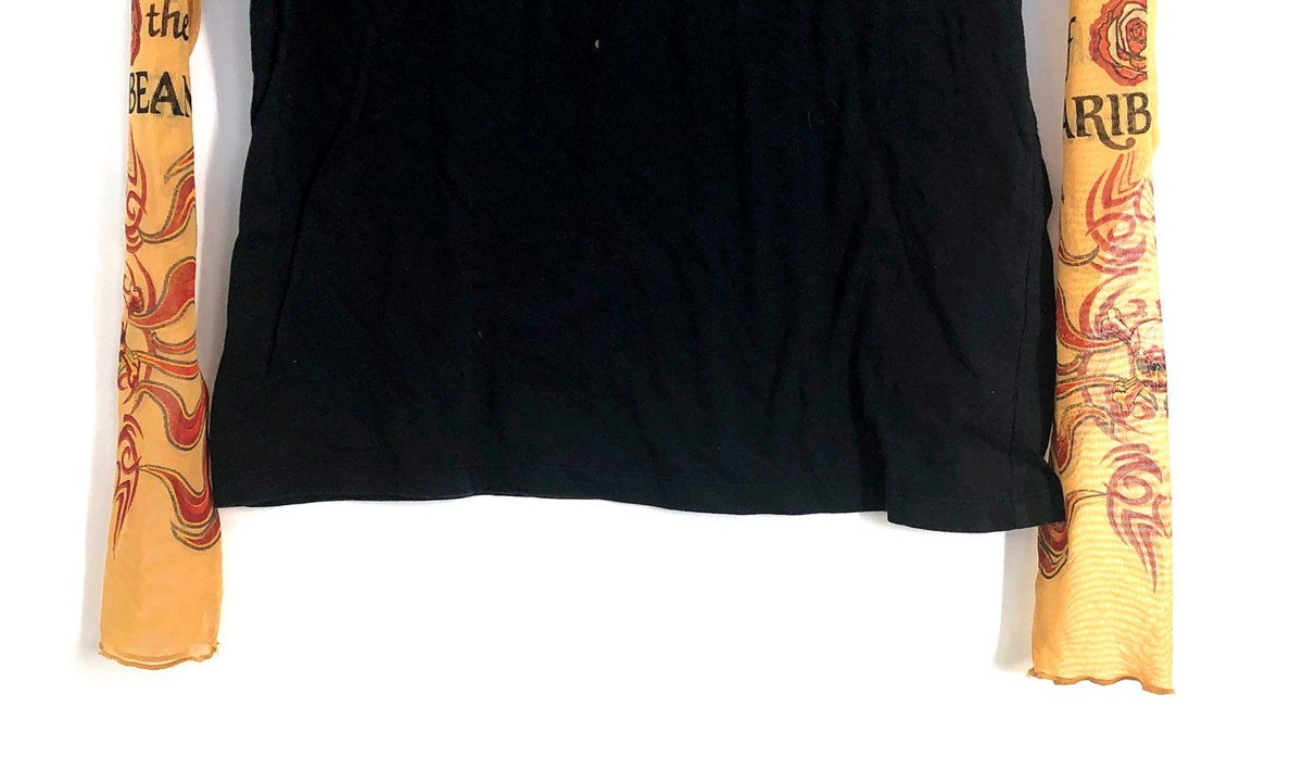 Vintage Walt Disney World Women's Pirates of the Caribbean Mesh Sleeve Shirt L