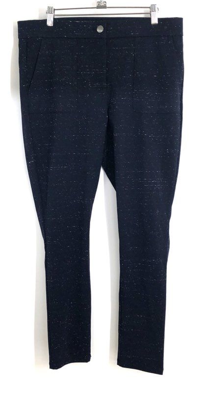 LOFT Women's Navy Blue Speckled Marled Knit Skinny Stretch Pants Sz 14 NWT