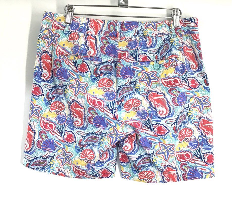 Talbots Women's Seahorse Starfish Nautical Print Cotton Blend Shorts Sz 4