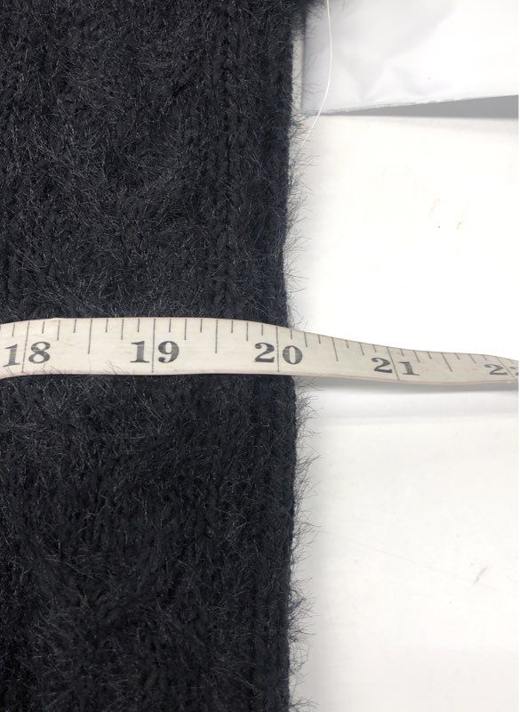 Lucky Brand Women's Black Fuzzy Cable Knit V-Neck Deep V-Back Sweater Sz M NWT