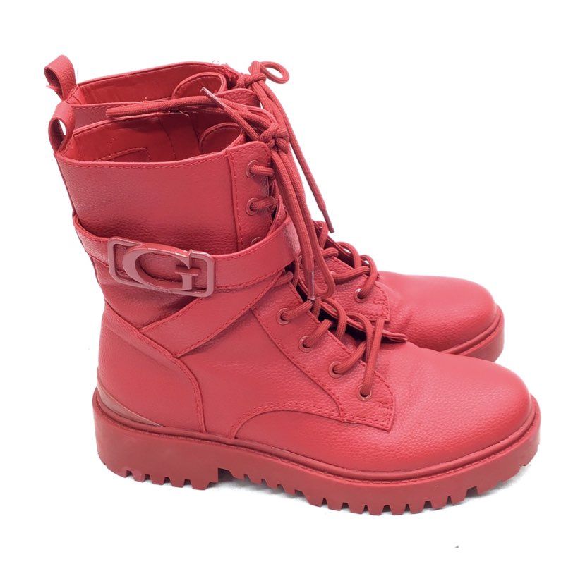 Guess Men's Gworana Red Combat Boots - Size 9M