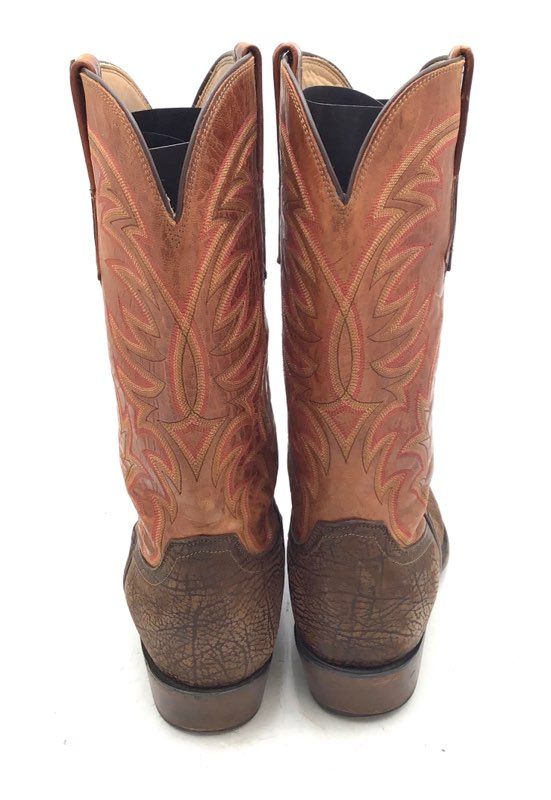 Lucchese Heritage Brown Elephant Leather Square Toe Cowboy Boots Men's Size 9 D