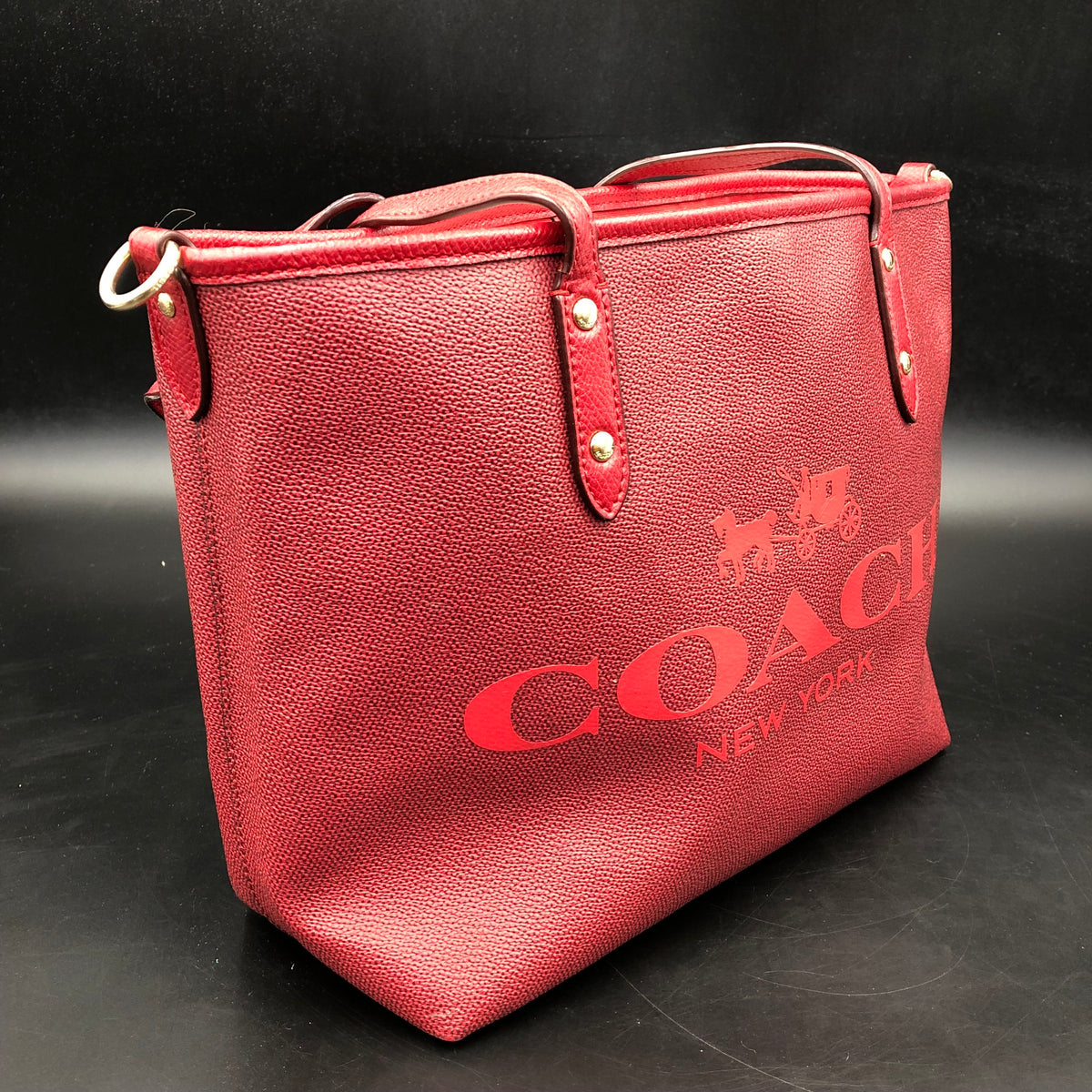 Coach Red Leather 'New York Maggie' Tote Bag (+COA)