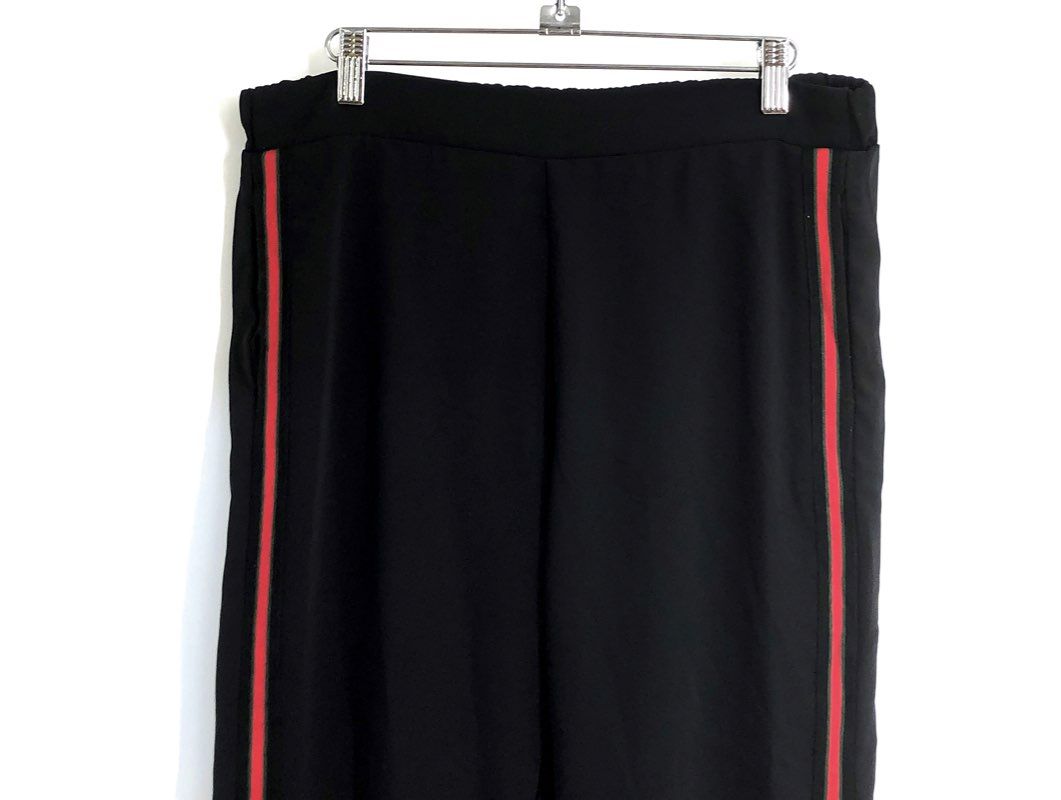 Lavender Brown Women's Black Red Side Stripe Tapered Cuffed Pants Sz S