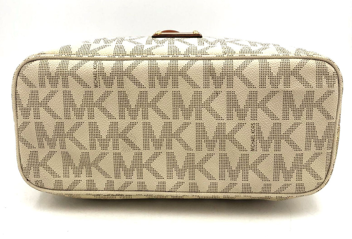 Authentic Michael Kors Women&#39;s Cream White Signature Shoulder Bag - COA Included