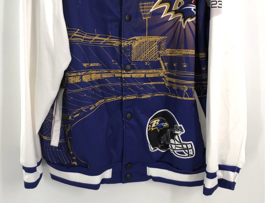 Baltimore Ravens Super Bowl XXXV All Over Print Varsity Snap Jacket Sz 5XL
