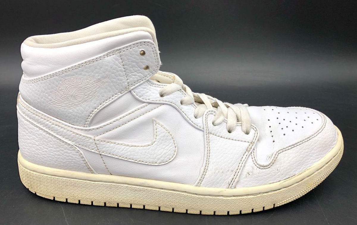 Nike Air Jordan 1 Mid &#39;Triple White&#39; 2020 Men&#39;s Sneakers - Size 10.5 (+COA)