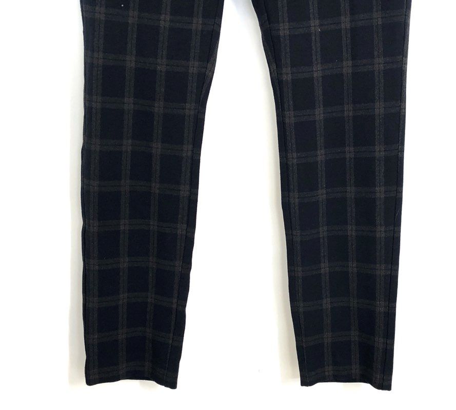 Cabi Women's Navy Blue Gray Plaid Check Stretch Slim Leg Side Zip Pants Sz 2