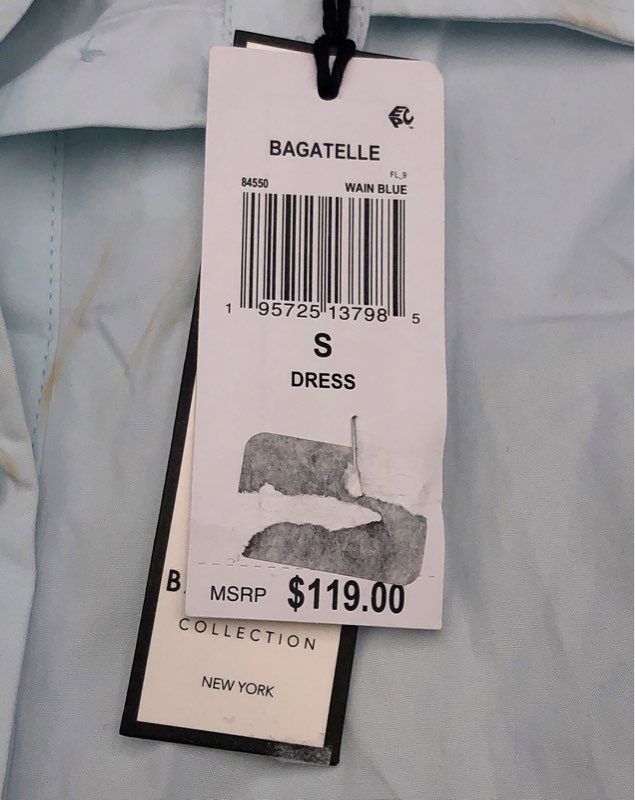 Bagatelle Women's Blue Wrap Shirt Dress Tie Waist Short Sleeve Sz S NWT
