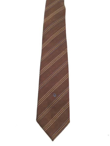 Christian Dior Men&#39;s Brown Pointed Tie With COA