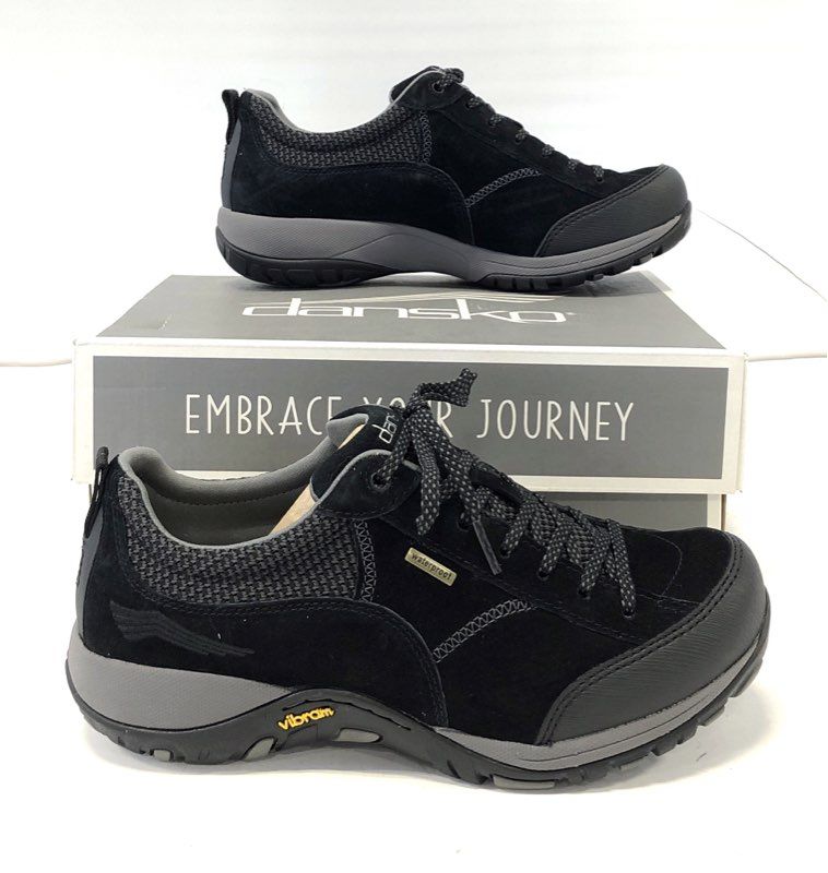 Dansko Pace Waterproof Black Suede Walking Shoes Sneakers Women's Size 38
