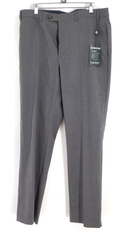 NWT Lauren Ralph Lauren Men&#39;s Light Gray Check Ultraflex Dress Pants - Sz 36X32