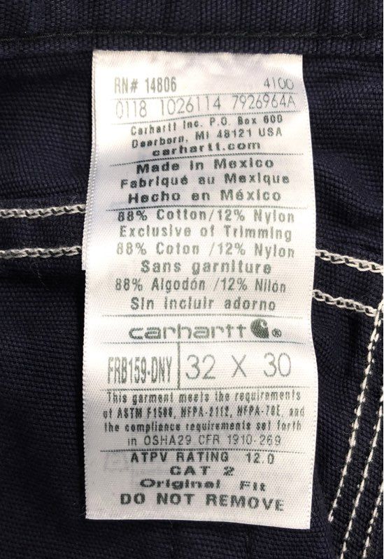 Carhartt Men's FRB159 Flame-Resistant Canvas Work Pants Navy 32x30 NWT