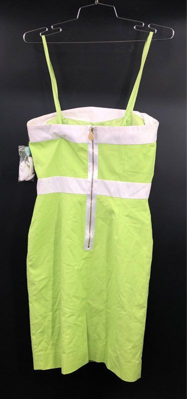 Antonio Melani Women's Lime Green White Cotton Stretch Sheath Dress Sz 4