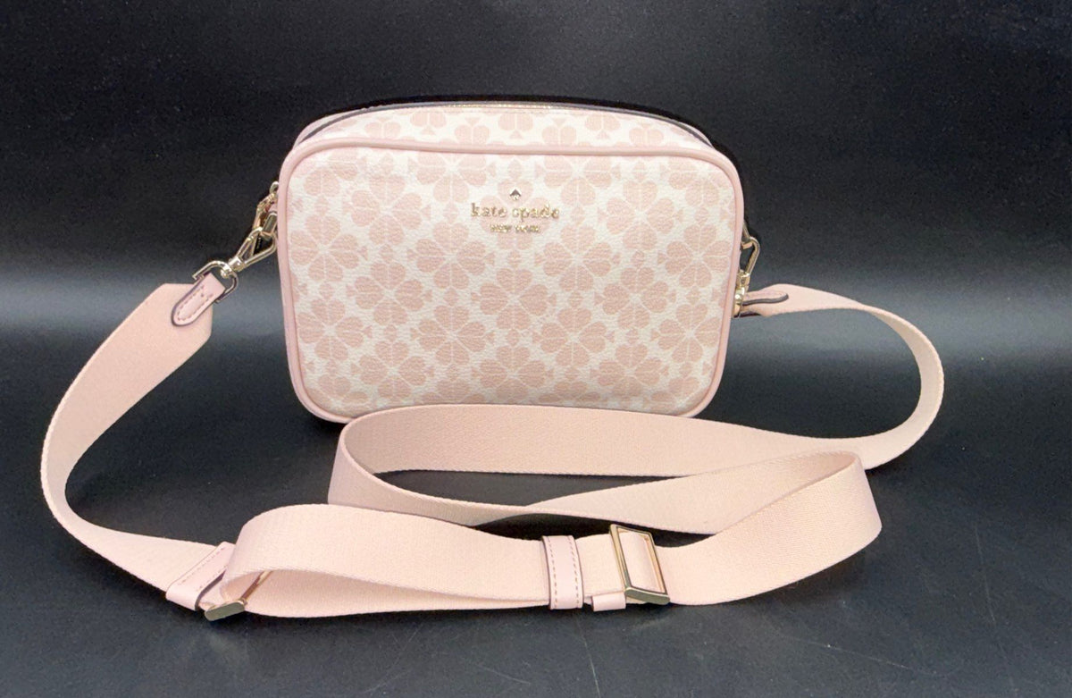 Kate Spade Pink Spade Flower Monogram Crossbody Camera Bag Gold Hardware