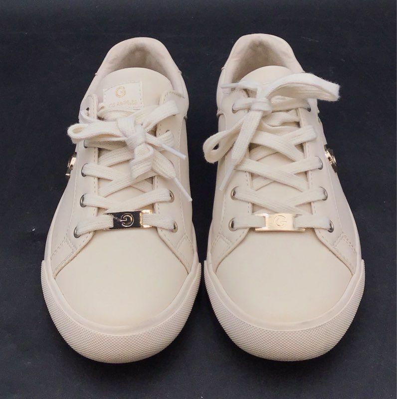 G by Guess Onarin Cream Off-White Gold Low Top Sneakers Women's Size 8.5