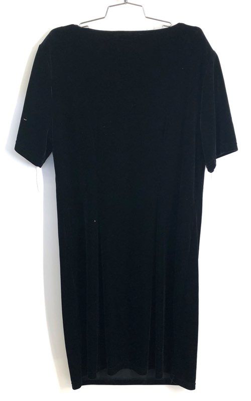 Vintage Betsy's Things 90s Black Velvet Short Sleeve Dress Made USA Sz 16