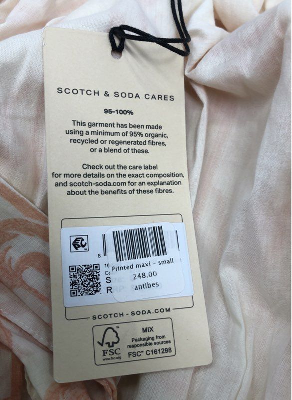 Scotch & Soda Women's Cream Orange Palm Tree Print Cutout Maxi Dress NWT Sz S