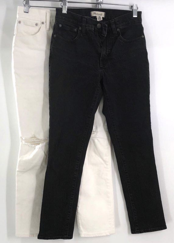 Madewell Women's Mid-Rise Perfect Vintage Jeans Lot Black White Distressed Sz 24