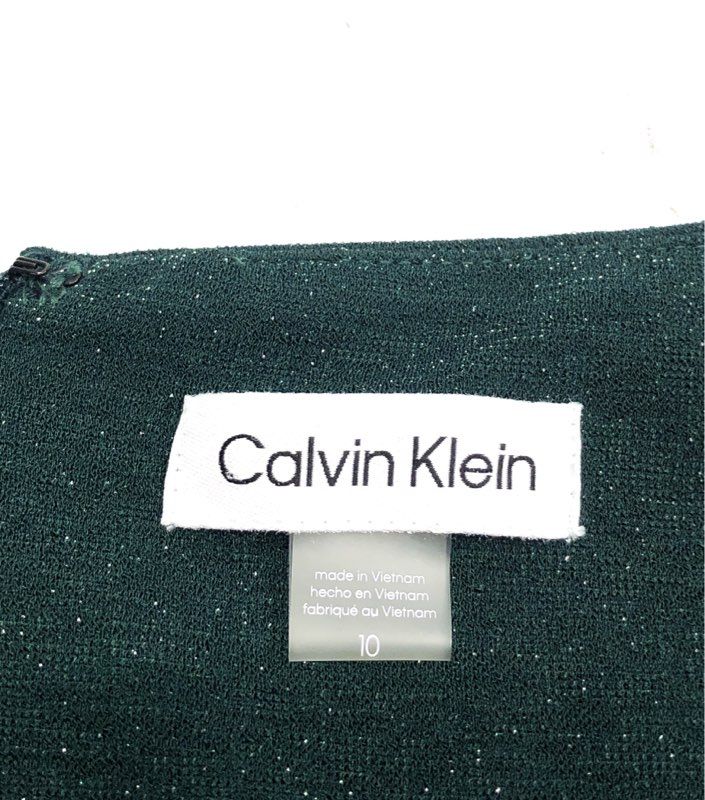 Calvin Klein Women's Green Shimmer Wide Leg Sleeveless Jumpsuit Sz 10 NWT