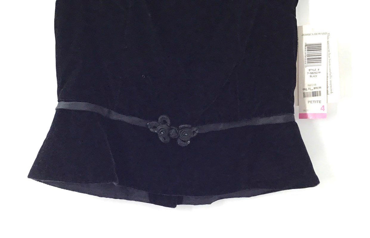 Vintage 90s Jessica Howard Women's NWT Black Velvet Peplum Top Vest Sz 4P