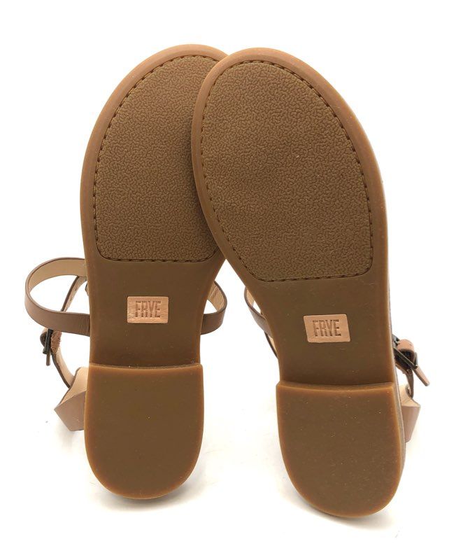 Frye Brown Leather Ankle Strap Thong Flat Sandals Women's Size 11