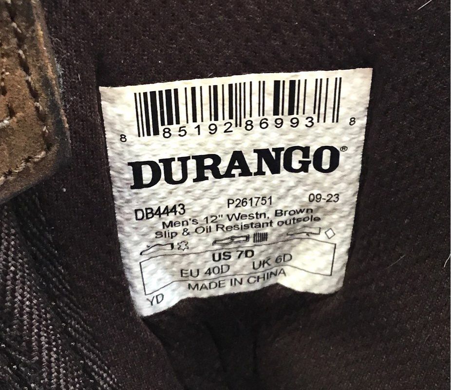 Durango Rebel DB4443 Brown Leather Pull-On Western Work Boots Size 7 D