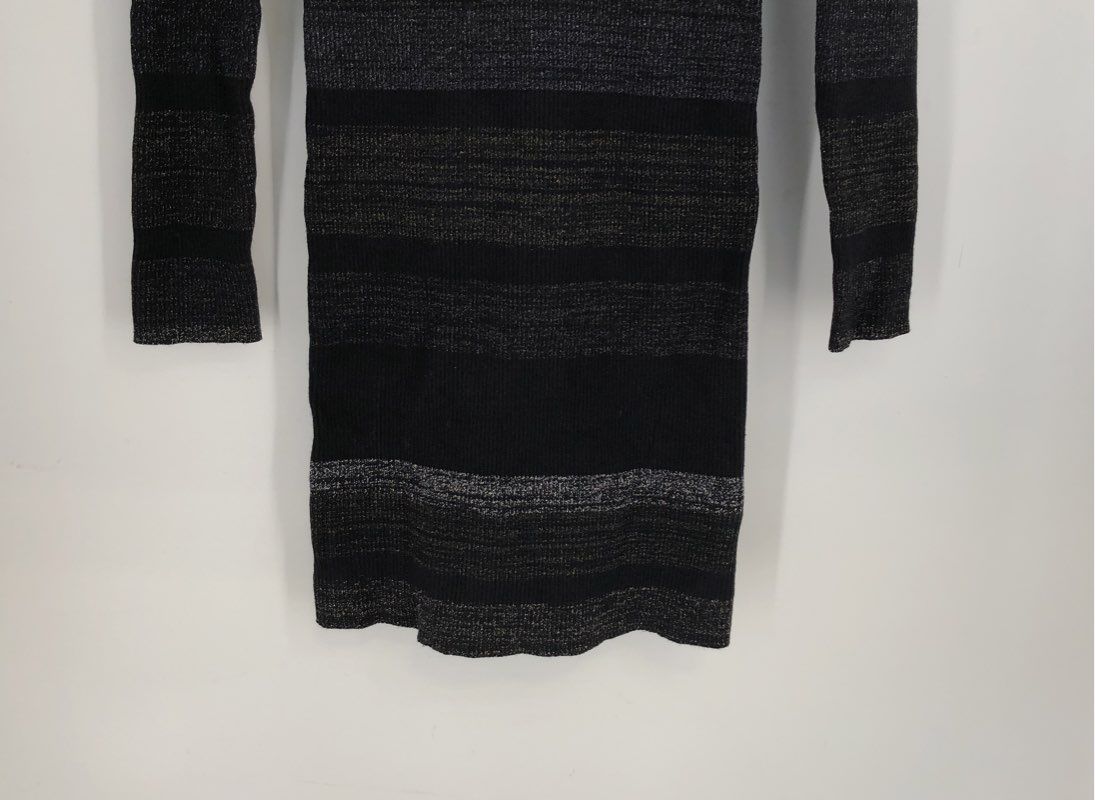 John + Jenn Women's Black Metallic Striped Ribbed Knit Sweater Dress Sz S NWT