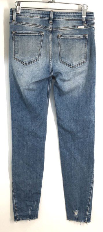 VICI KanCan Women's Blue Distressed Ripped Skinny Jeans Raw Hem Sz 7/27