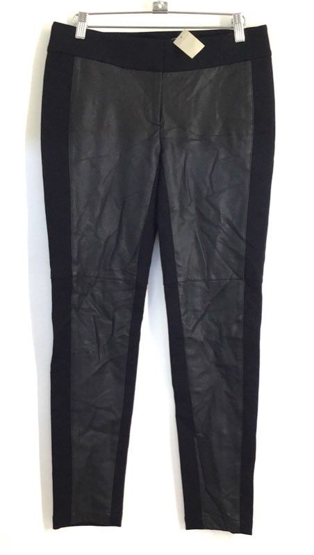 Ann Taylor Women's Black Mixed Media Faux Leather Front Slim Pants Sz 2 NWT