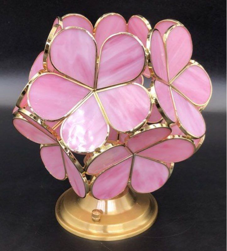 Lot of 3 Pink/Gold Tiffany Inspired Cherry Blossom Mosaic Light Fixtures