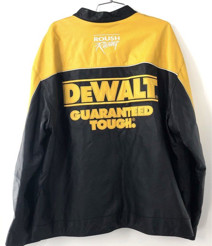 Chase Authentics Nascar Matt Kenseth #17 DeWalt Leather Jacket Yellow Black Sz