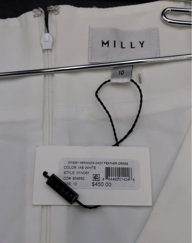 NWT Milly Women's White Veronica Cady Feather Mini Dress - Size 10
